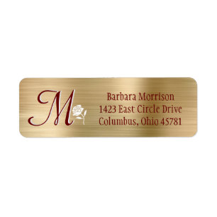 Étiquette Glam Gold Rouge en métal brossé Personnalisé Monog
