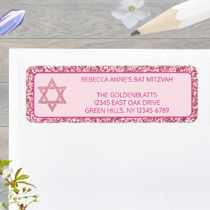 Étiquette Glam Pink Élégante Étoile De David Bat mitzvah