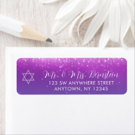 Étiquette Glam Purple Bat mitzvah Turquoise Adresse de retou