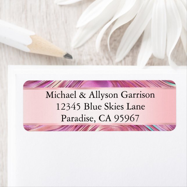 Étiquette Glam Rose d'or de perle rose fille (En situation)