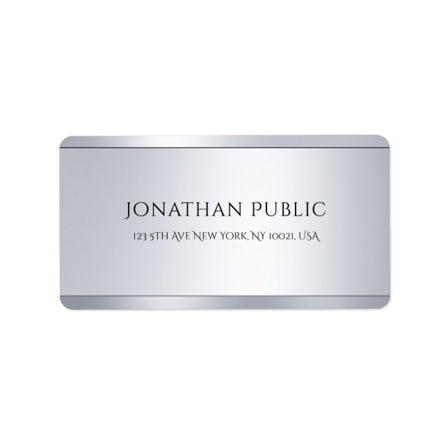 Étiquette Glamor Modèle Professionnel Argent Moderne Chic (Devant)