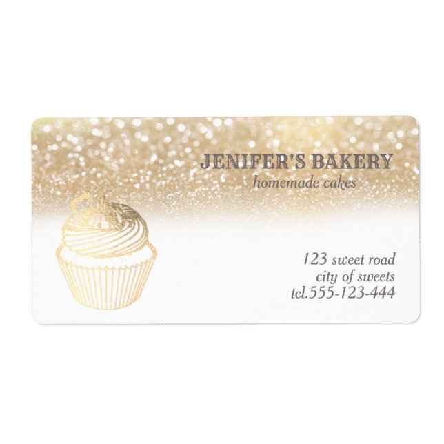 Étiquette Gliterie d'or Emballage de cupcakes maison (Devant)