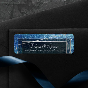 Étiquette Glitzy Foil Ice Blue Adresse de retour
