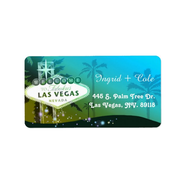 Étiquette Glitzy Glamour Las Vegas Mariage Adresse (Devant)