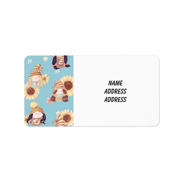 Étiquette Gnome Ladies Et Sunflowers (Devant)