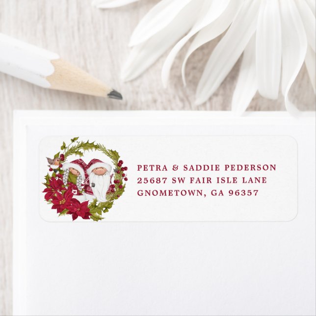 Étiquette Gnome nordique | Christmas Wreath (En situation)