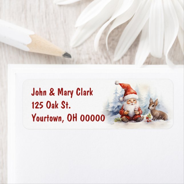 Étiquette Gnomes de Noël avec cerfs (En situation)