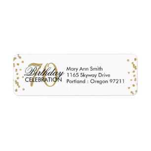 Étiquette Gold 70th Birthday Parties scintillant Confetti