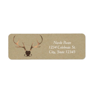Étiquette Gold Antlers & Brown Paper Rustic Wedding