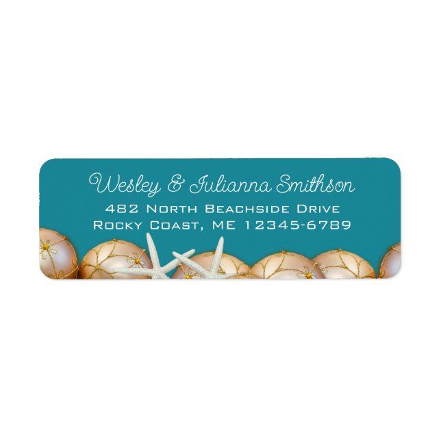 Étiquette Gold Balls et Starfish Adresse de retour Modèle (Devant)