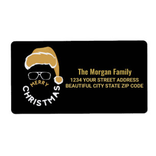Étiquette Gold Black Christmas Holiday Party Retour