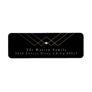 Étiquette Gold Black Elegance Diamond Geo Deco Mariage
