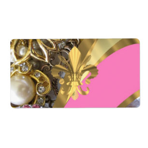 Étiquette Gold bling fleur de lys