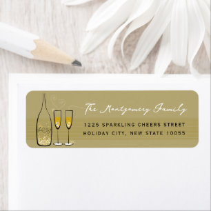 Étiquette Gold Champagne Bubbly Cheval Chic Adresse de retou