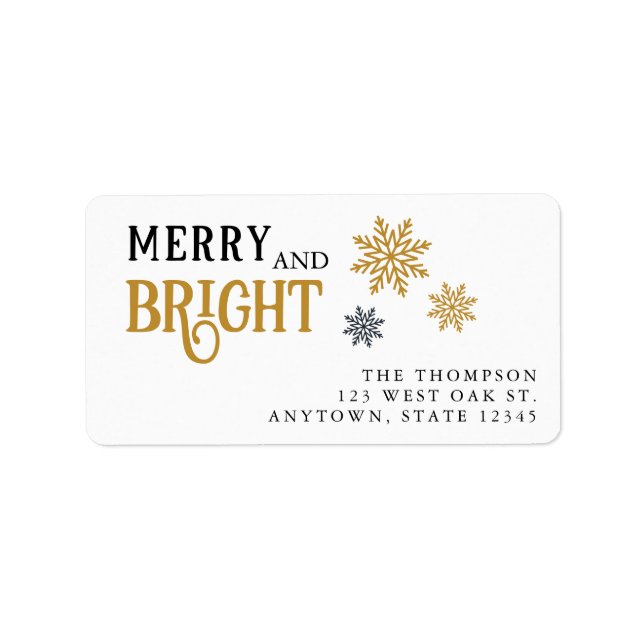 Étiquette Gold Christmas Holiday Adresse de retour (Devant)