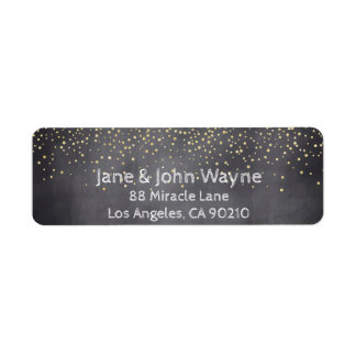 Étiquette Gold Confetti Chalkboard Mariage Adresse de retour
