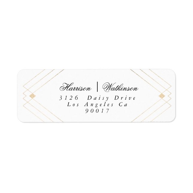 Étiquette Gold Diamond Géométrique Art Déco Mariage Gatsby (Devant)