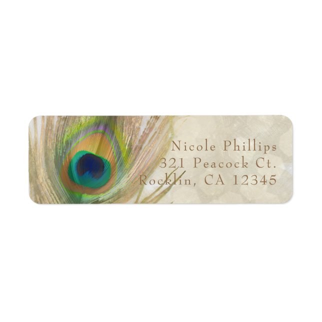 Étiquette Gold Exotic Peacock Feather Glam Party Invitation (Devant)