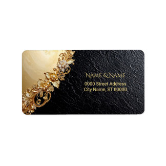 Étiquette Gold Floral Embellishments Return Address Label