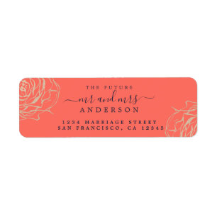 Étiquette Gold Floral Future M. Mme Mariage Adresse de retou