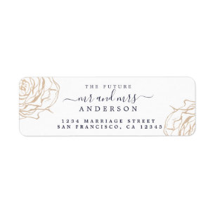 Étiquette Gold Floral Future M. Mme Mariage Adresse de retou
