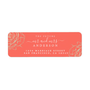 Étiquette Gold Floral Future M. Mme Mariage Adresse de retou