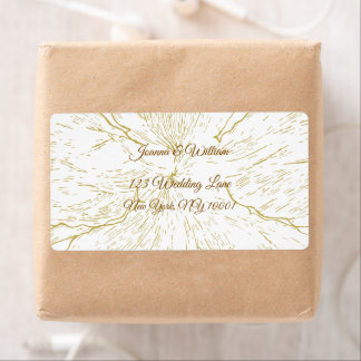 Étiquette Gold Floral Line Art Botanical Wedding