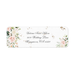 Étiquette Gold Floral Modern Mariage Adresse de retour Label