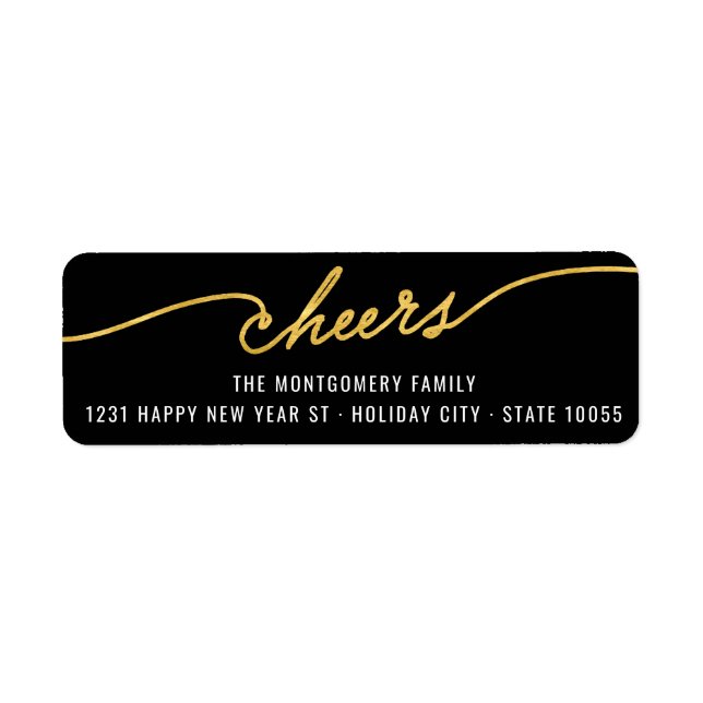 Étiquette Gold Foil salue Calligraphie Chic Holiday Adresse (Devant)