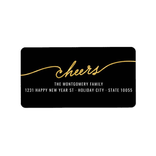 Étiquette Gold Foil salue Calligraphie Chic Holiday Adresse (Devant)