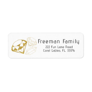 Étiquette Gold Gem Adresse de retour Label pour le courrier