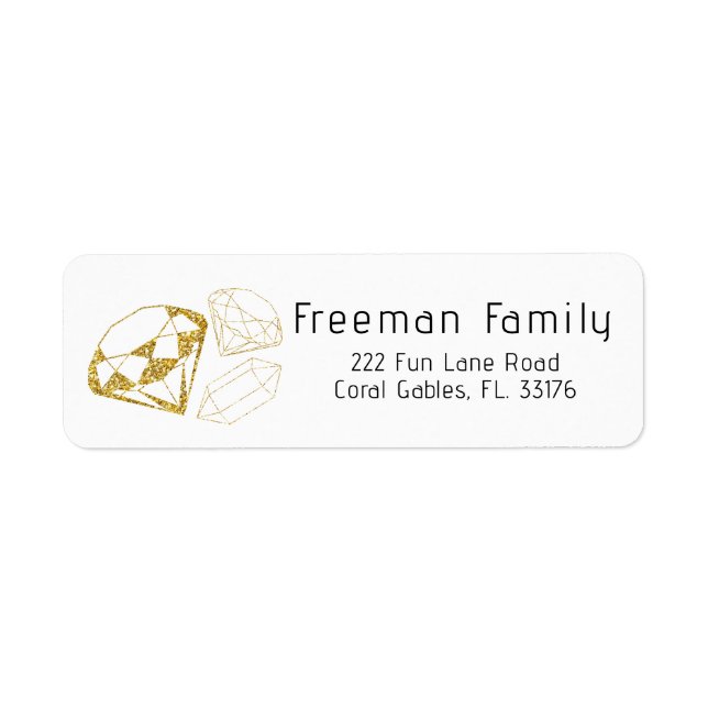 Étiquette Gold Gem Adresse de retour Label pour le courrier  (Devant)