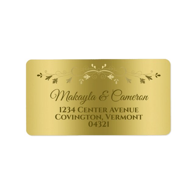 Étiquette Gold Gradient & Filigree Elegant Mariage Adresse (Devant)