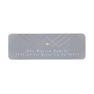 Étiquette Gold Grey Elegance Diamond Geo Deco Mariage