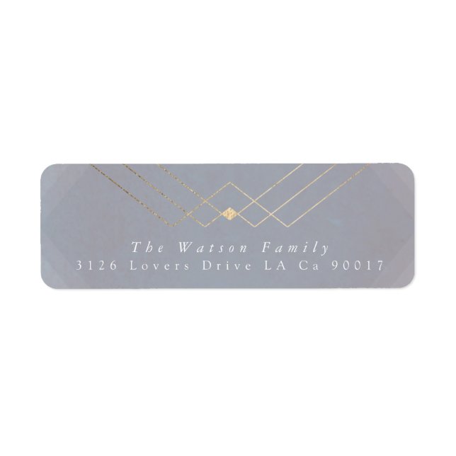 Étiquette Gold Grey Elegance Diamond Geo Deco Mariage (Devant)