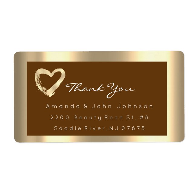 Étiquette Gold Heart Browts Frame Mariage Bridal RSVP (Devant)
