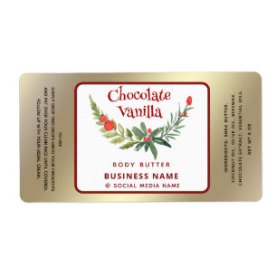 Étiquette Gold Holiday holly brunch typography product