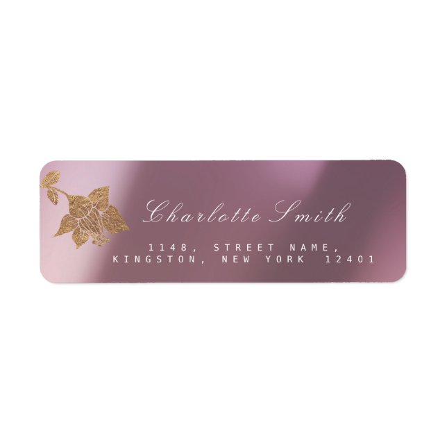 Étiquette Gold Lilac Rose Pearly Lily Black Adresse de retou (Devant)