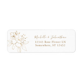 Étiquette Gold Linal Floral White & Gold Adresse de retour