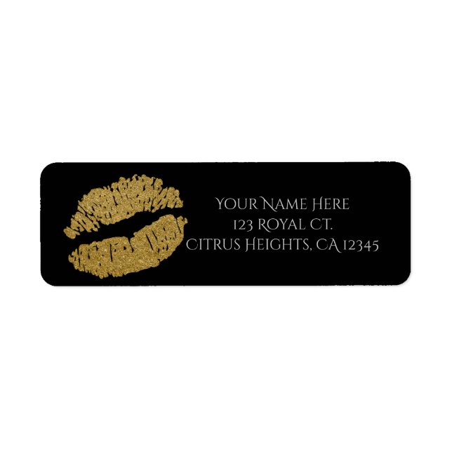 Étiquette Gold Lips Faux Sparkle Kiss Beauty Makeup Party (Devant)