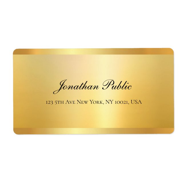 Étiquette Gold Look élégant manuscrit Modèle de nom de scrip (Devant)