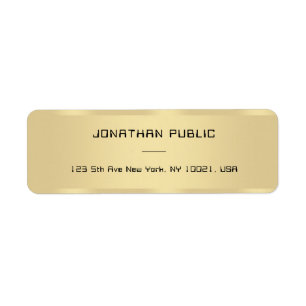 Étiquette Gold Look Modern Simple Modèle Adresse de retour