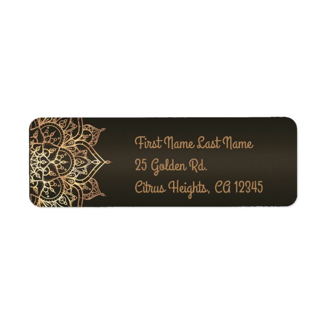 Étiquette Gold Mandala Bronze Brown Glam Mariage moderne (Devant)