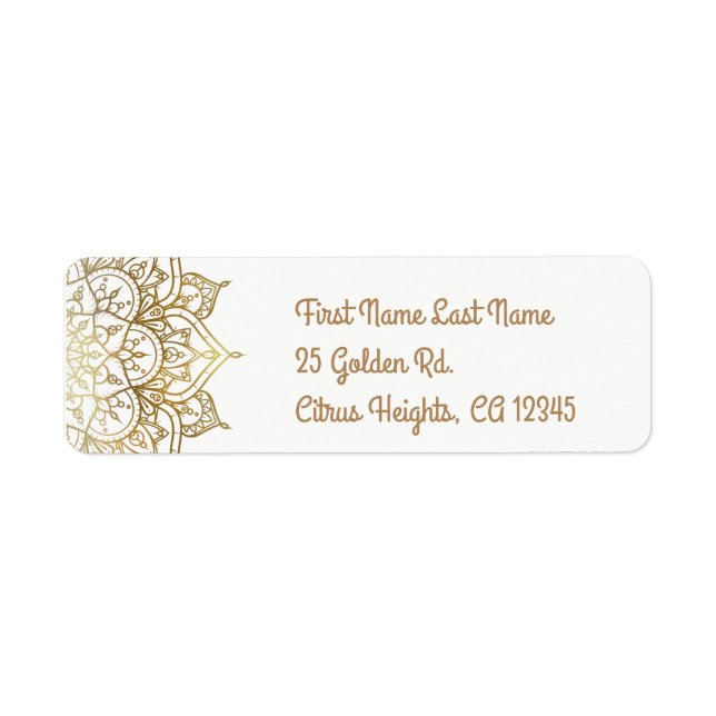 Étiquette Gold Mandala White Glam Modern Mariage (Devant)