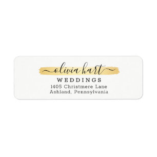 Étiquette Gold Minimalist Paint Swash Logo Adresse de retour