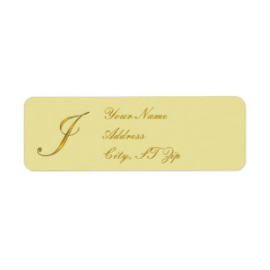 Étiquette Gold Monogramme J Customisé Adresse de retour Étiq