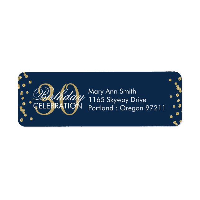 Étiquette Gold Navy Blue 30e anniversaire Parties scintillan (Devant)