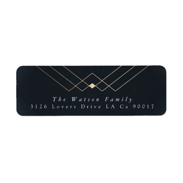 Étiquette Gold Navy Elegance Diamond Geo Déco Mariage (Devant)