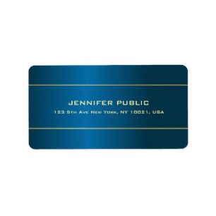 Étiquette Gold Professional Moderne Elegant Deep Blue Adress