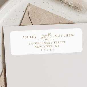 Étiquette Gold Romantic Tourbillonnant Calligraphie Adresse 
